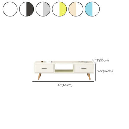 Scandinavian White Wood TV Stand with Drawers