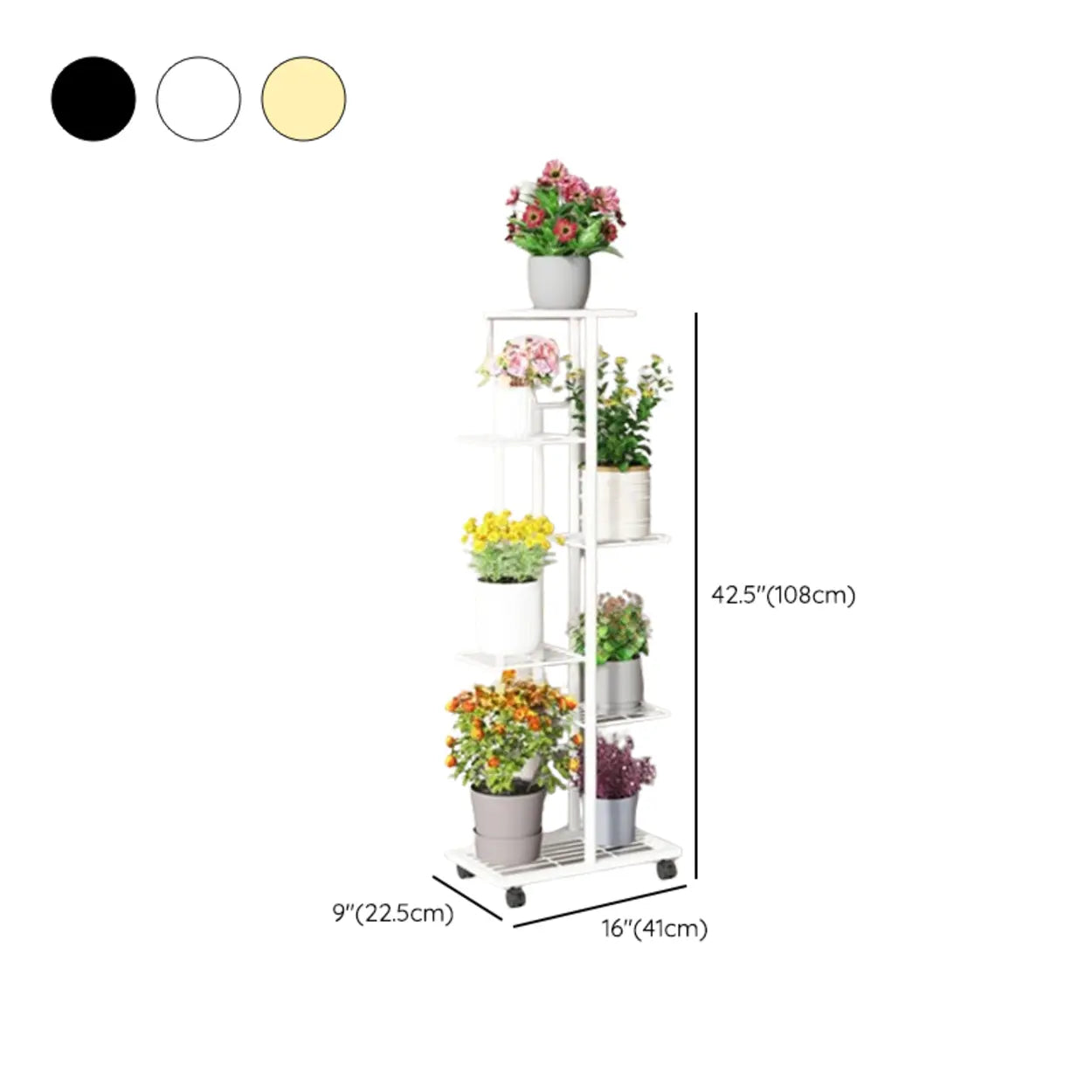 Ladder Metal Rolling 3-Tier Gold Plant Stand