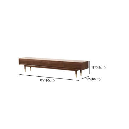 Mid-Century Walnut Wood TV Stand with Legs and Drawers