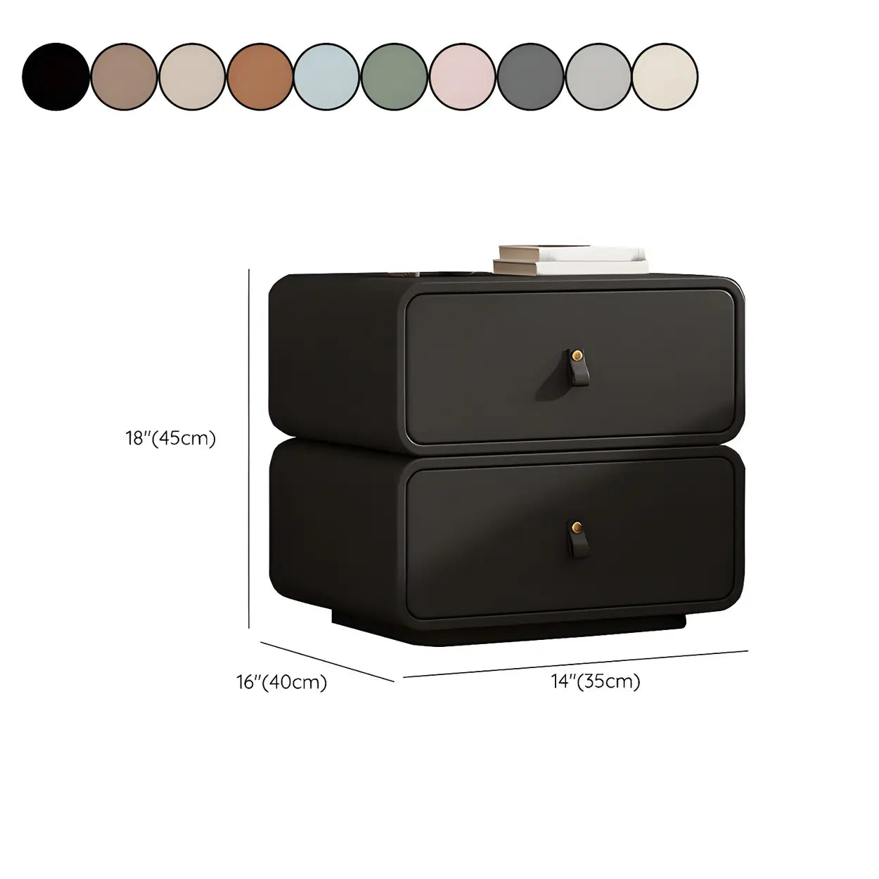 Stylish Modern Off-White Wood Two-Drawer Nightstand — Light Coffee / 1 Piece