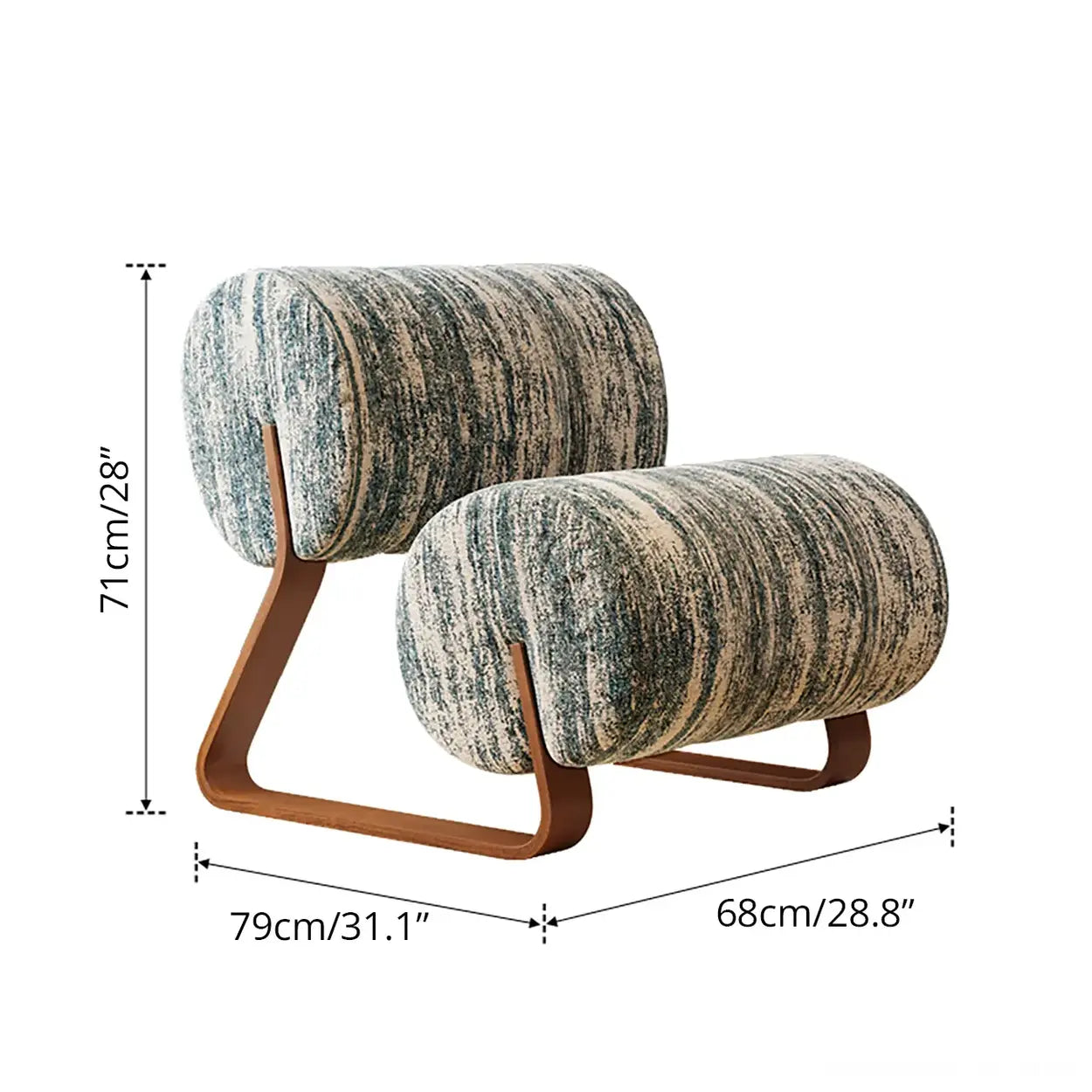 Mid-Century Off-White Sherpa Armless Accent Chair