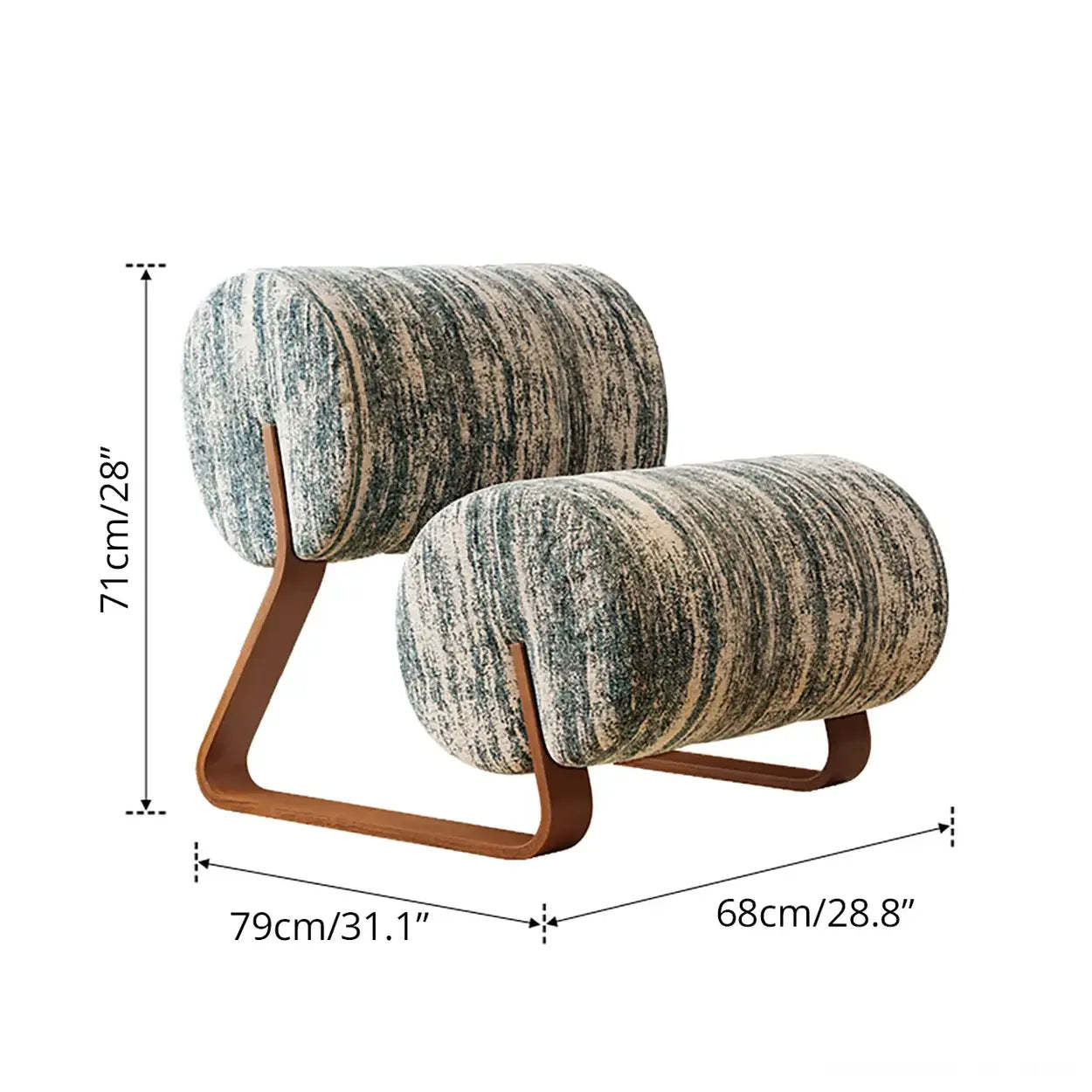 Mid-Century Off-White Sherpa Armless Accent Chair