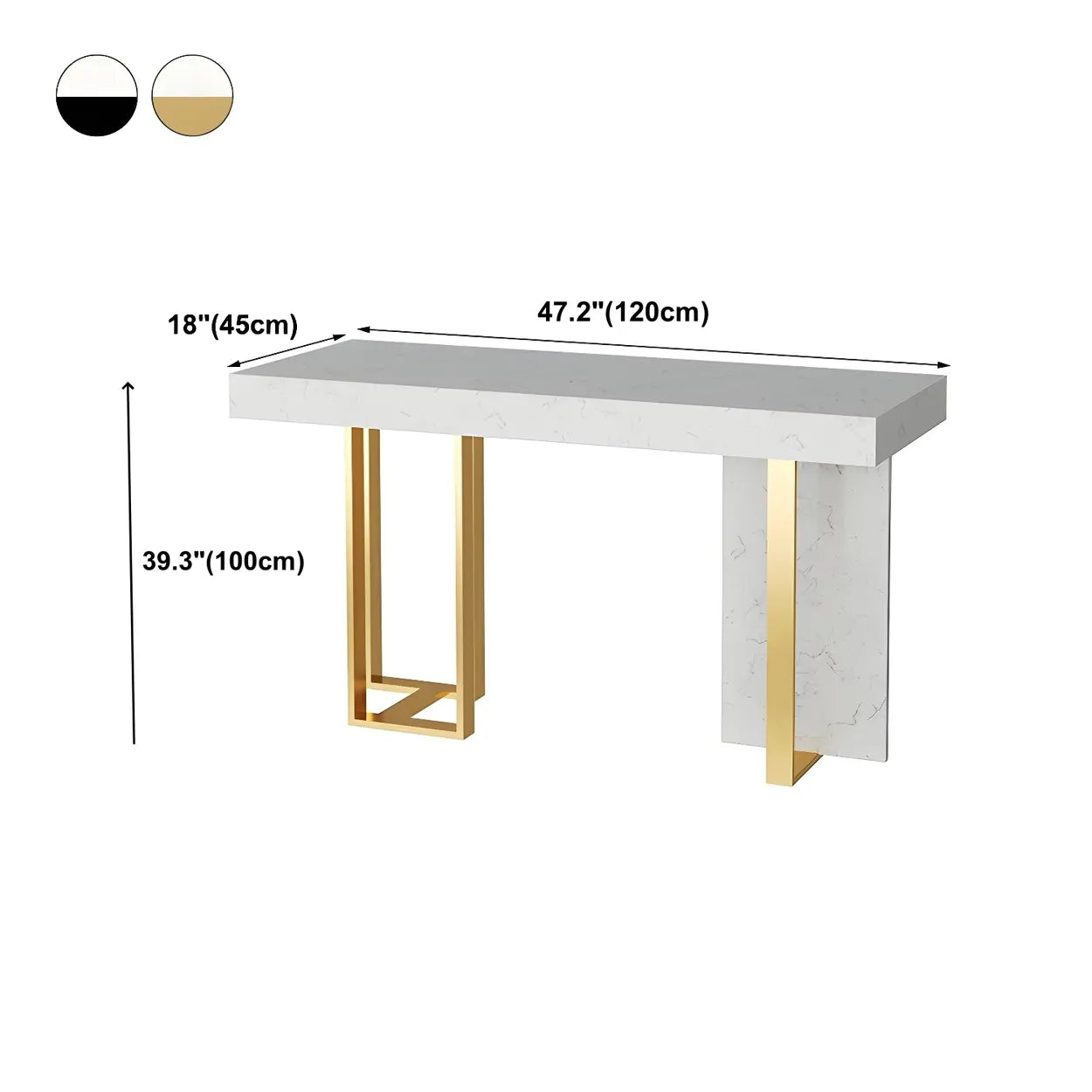 Marble-Top Gold Iron Bar Table