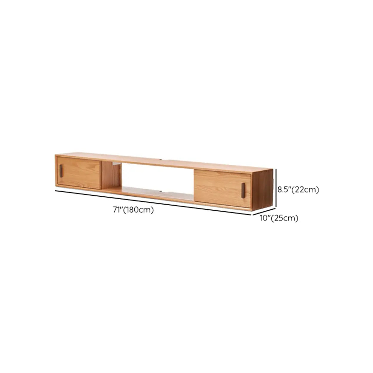 Scandinavian Wall-Mounted Wood TV Stand with Cabinet