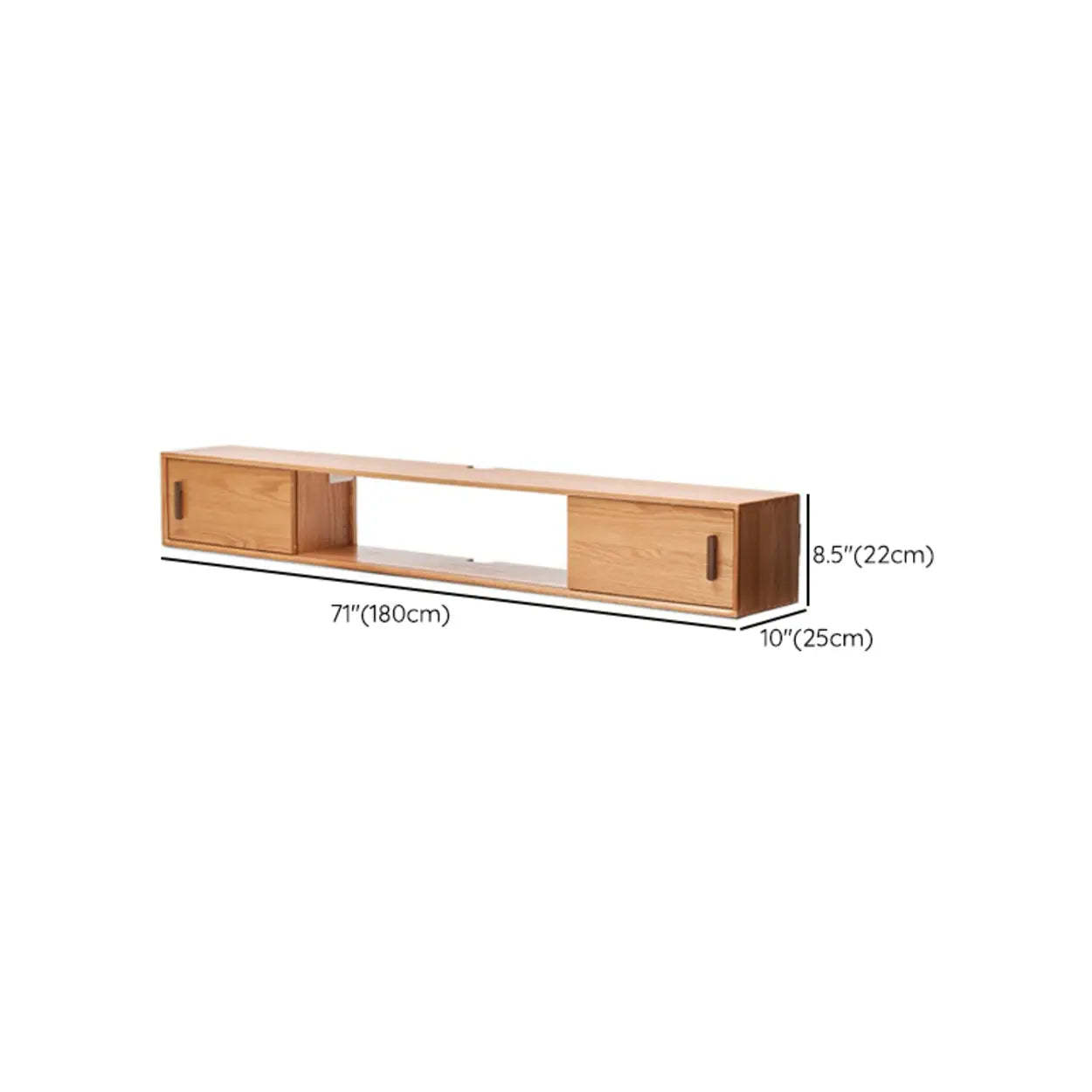 Scandinavian Wall-Mounted Wood TV Stand with Cabinet