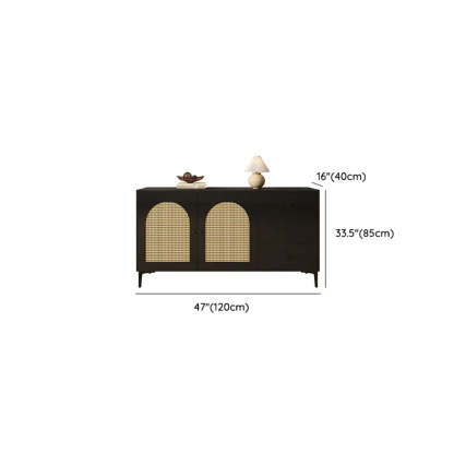 Rectangular Black Wood Floor Sideboard