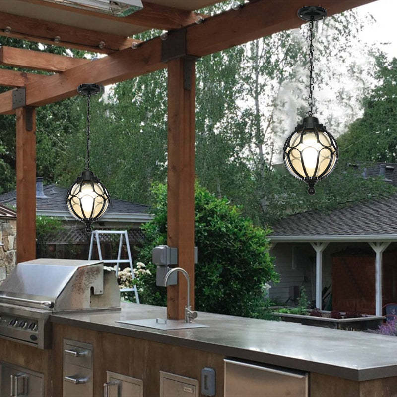 European Aluminum Iron Glass Ball Pendant Light — Bronze / 220V-240V For UK/AU