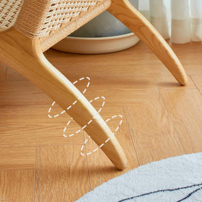 Scandinavian Rectangular Wood Rattan Armrest Chair