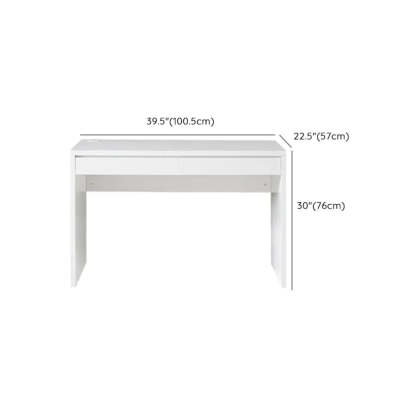 White Wood Single Desk with Drawers