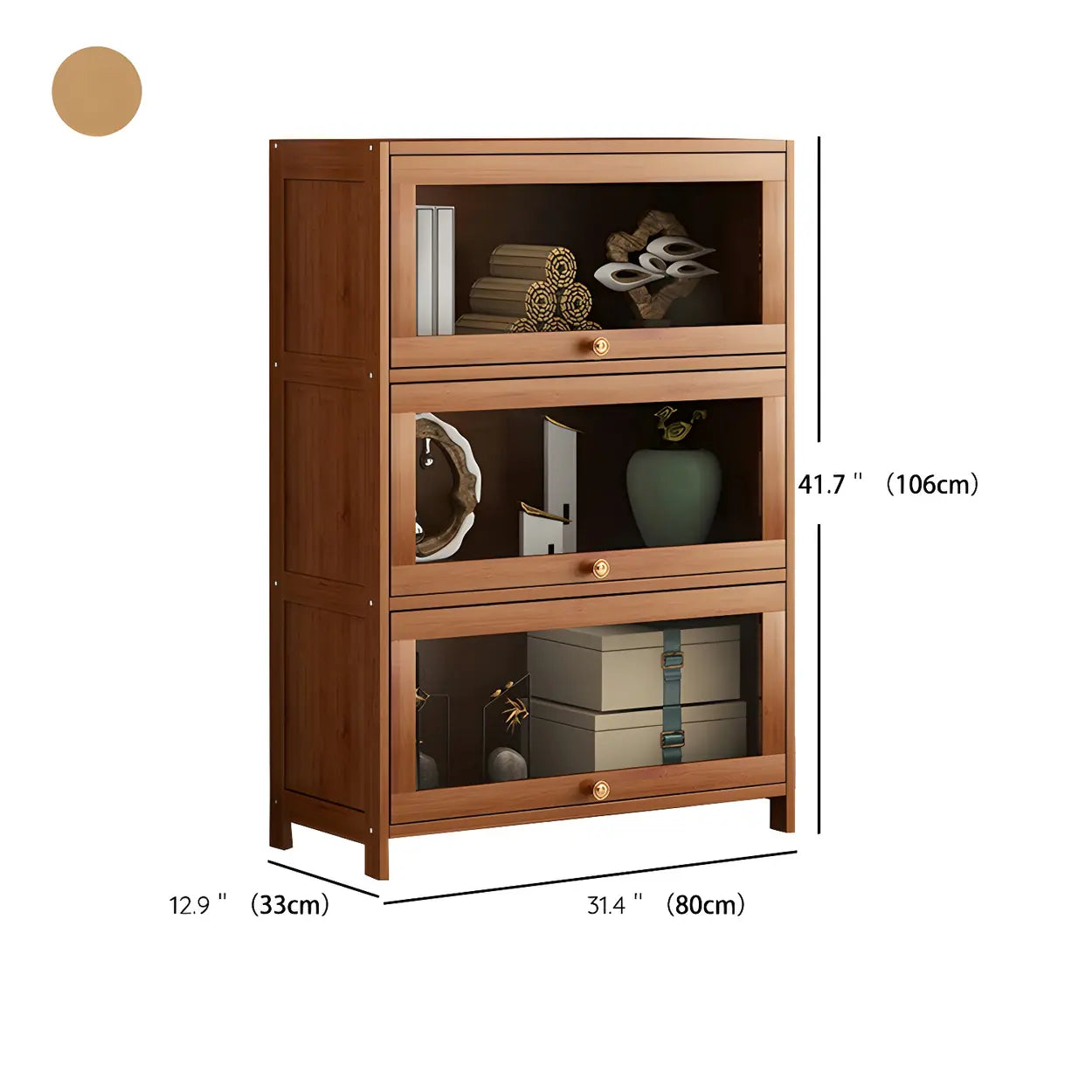 Antique Vertical Brown Wood Cabinet Storage Bookcase #size