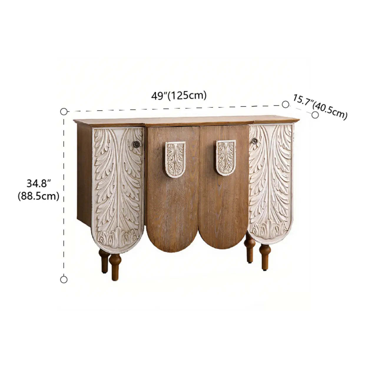 French Vintage Embossed Wood Console Table