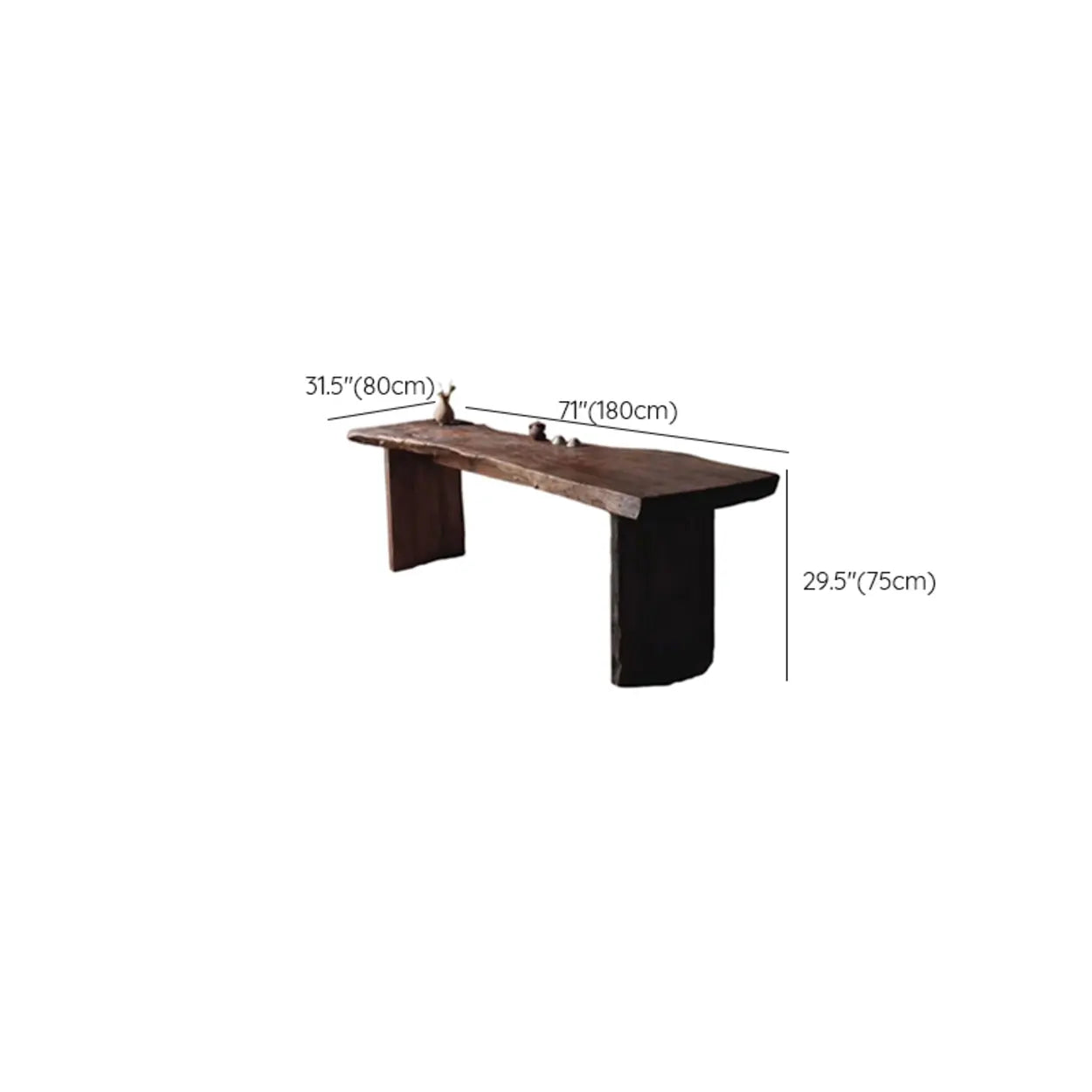 Live Edge Wood Pedestal Console Table