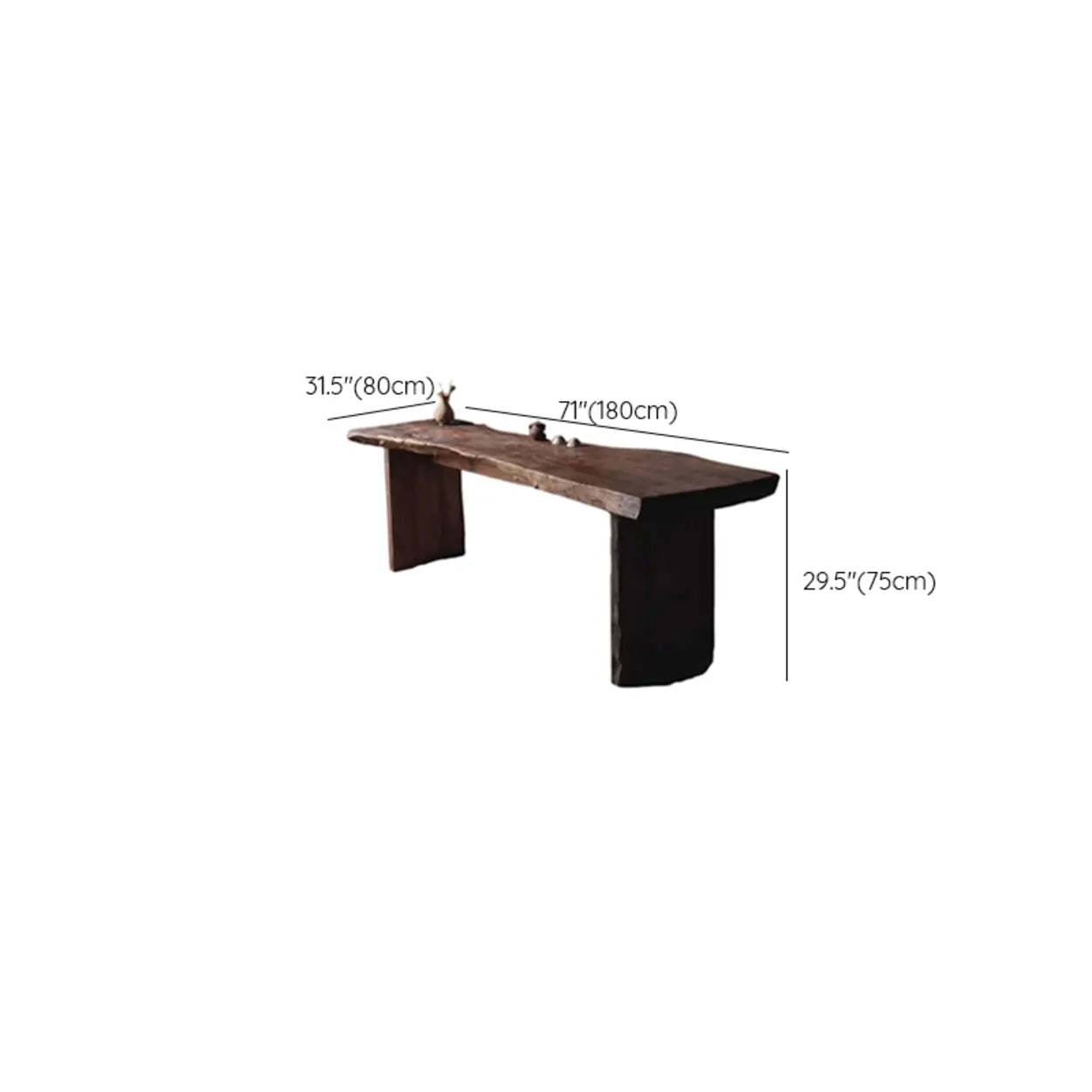 Live Edge Wood Pedestal Console Table