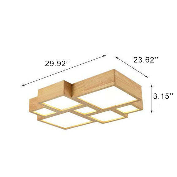 Nordic Solid Wood Square LED Flush Mount Light — 3 Colors Changeable (Warm/Neutral/White) / 110V-120V For US/CA