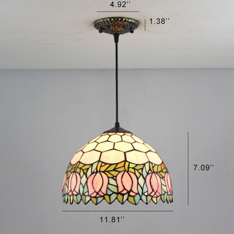 Tiffany Tulip Stained Glass Pendant Light