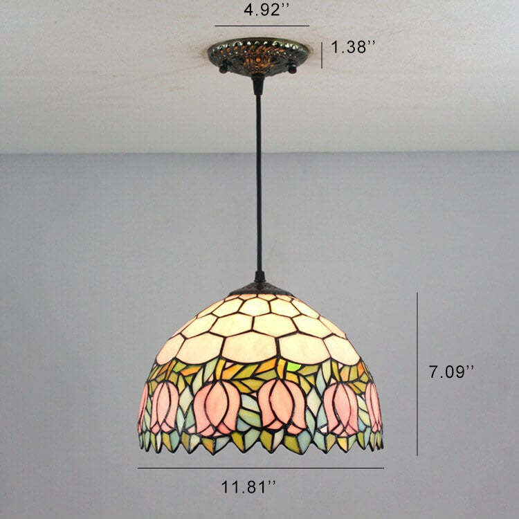 Tiffany Tulip Stained Glass Pendant Light
