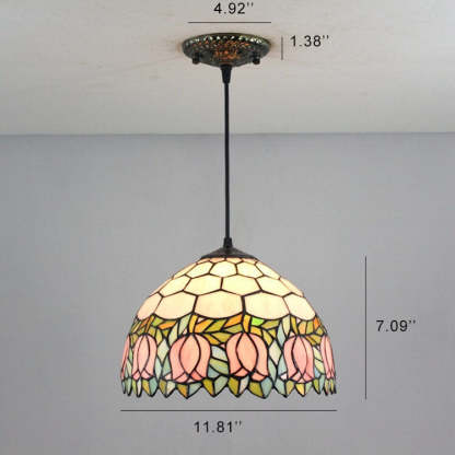 Tiffany Tulip Stained Glass Pendant Light