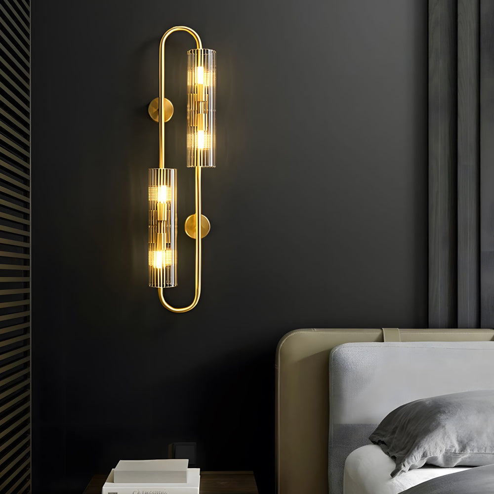 Modern Luxury 4-Light Oval Brass Wall Lamp with Clear Glass Shade-Lighom