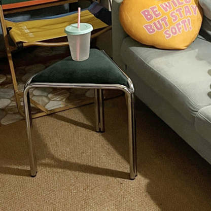 Minimalist Triangle Fabric Steel Vanity Stool