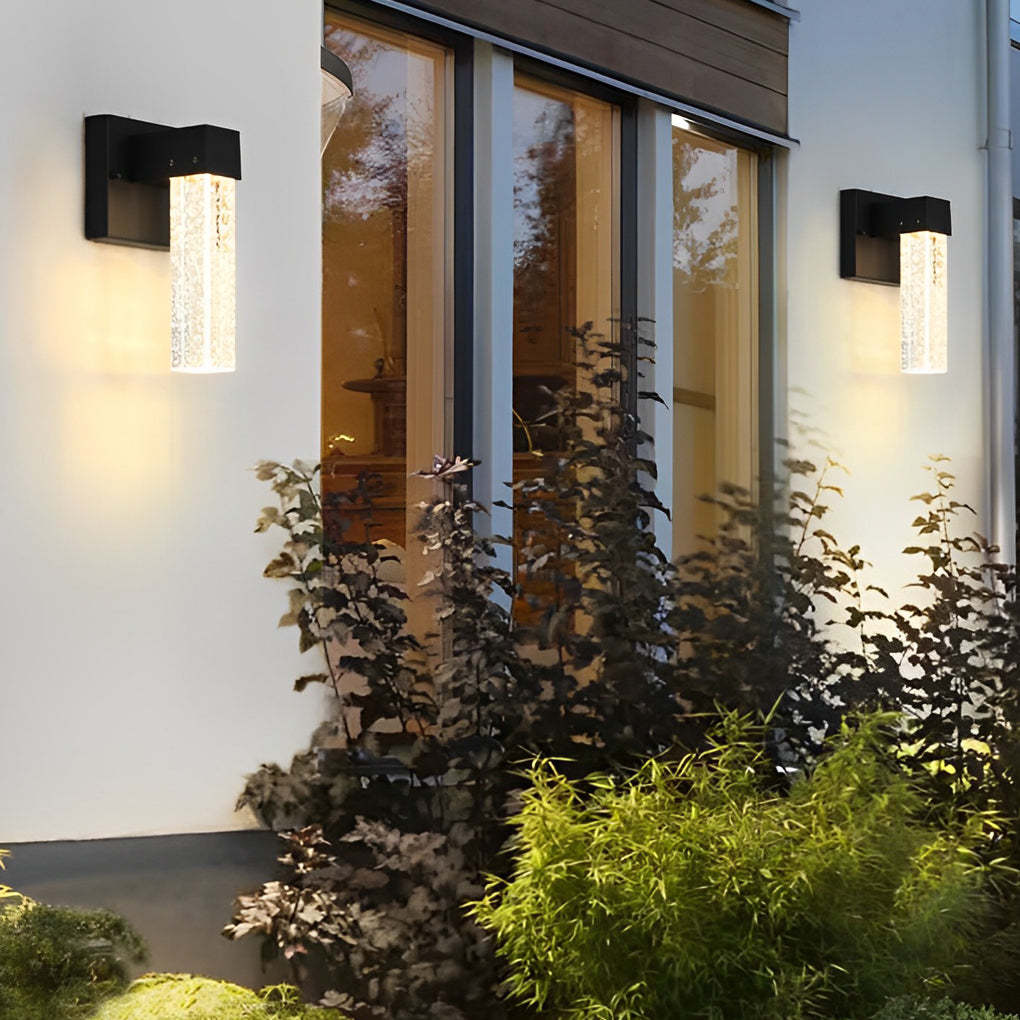 Waterproof LED 10W Crystal Black Modern Outdoor Wall Lamp Exterior Lights-Lighom