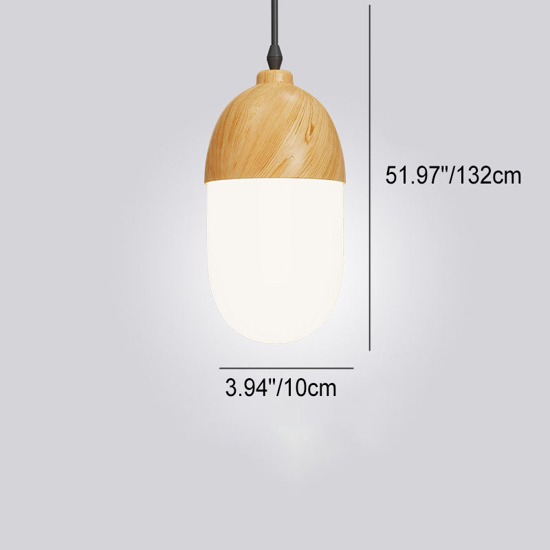 Japanese Wood Grain Oval Iron Pendant Light