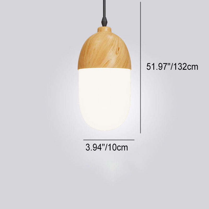 Japanese Wood Grain Oval Iron Pendant Light