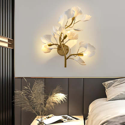 Ginkgo Biloba Leaves Branches 3 Step Dimming Gold Nordic Wall Lights Fixture-Lighom