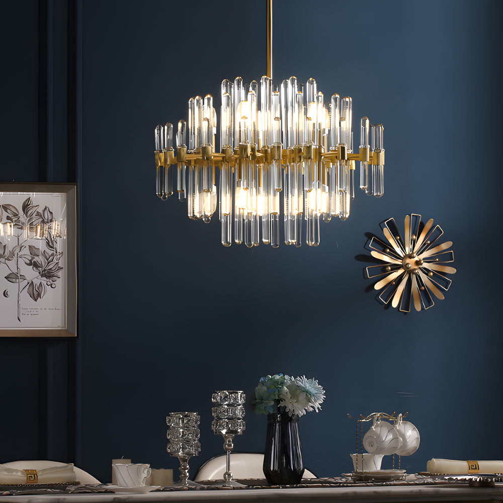 Glass Tube Copper Post-Modern Chandelier