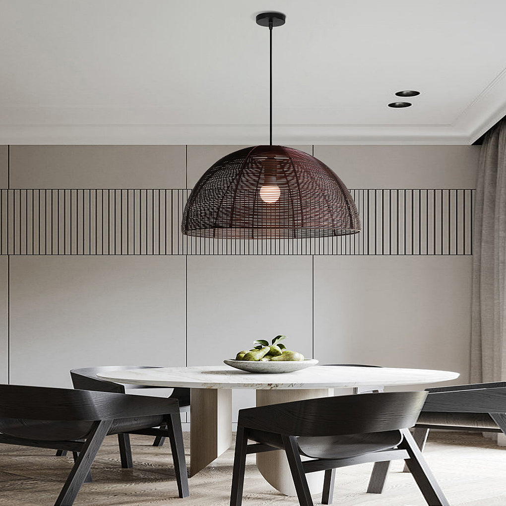 Semicircular Metal Woven Japanese Dining Chandelier