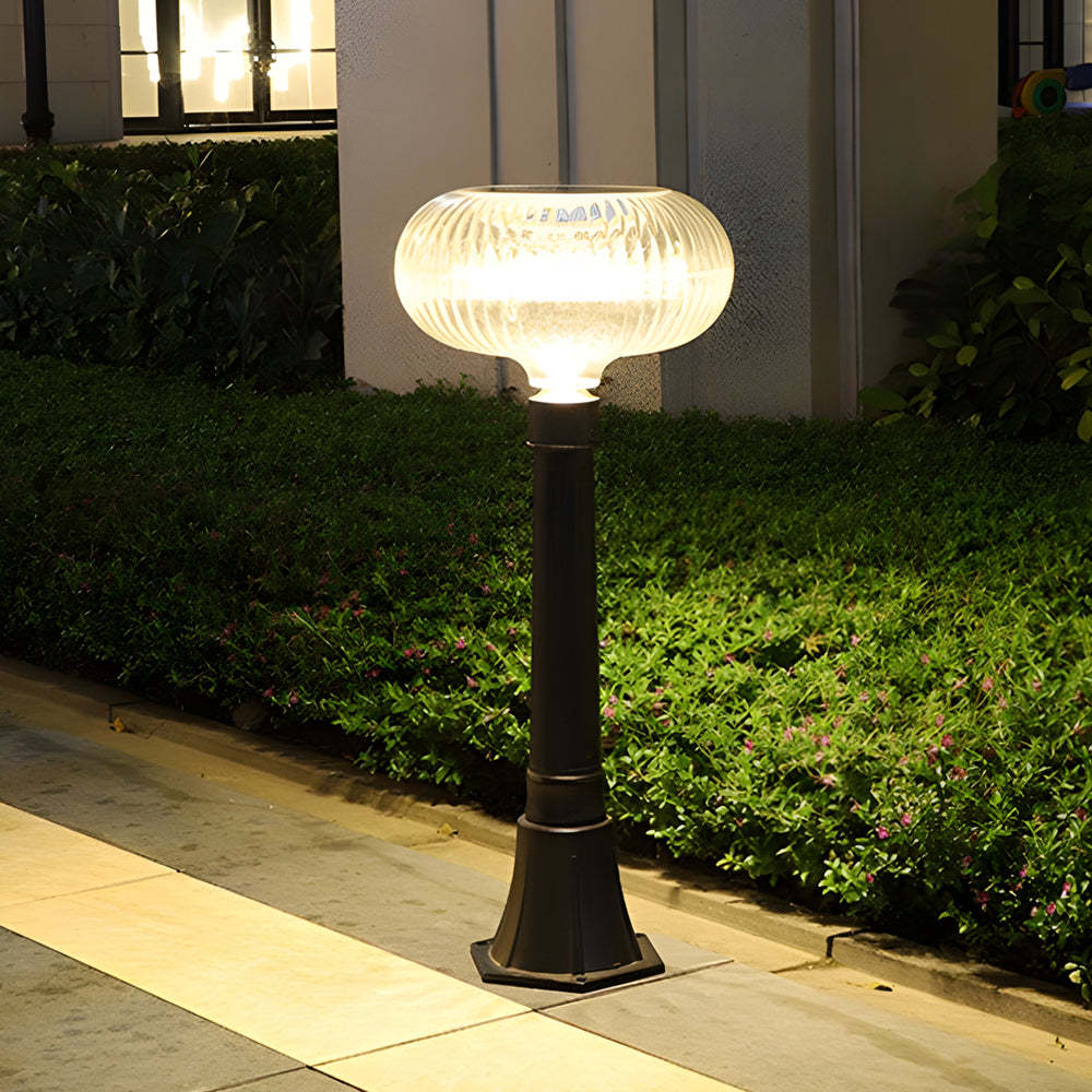 Modern Metal Cylinder Oval LED Solar Bollard Light