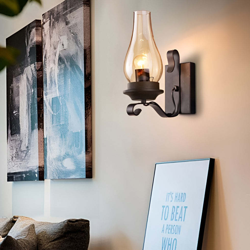 Retro Glass E27 Industrial Wall Lamp Wall Sconces Lighting-Lighom