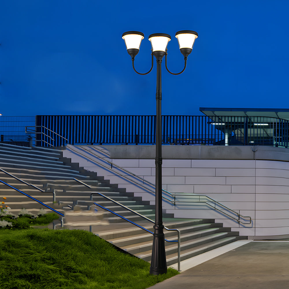 3-Light Black Finish Traditional Outdoor Street Lights with Post Top-Lighom