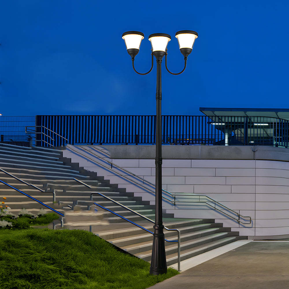 3-Light Black Finish Traditional Outdoor Street Lights with Post Top-Lighom