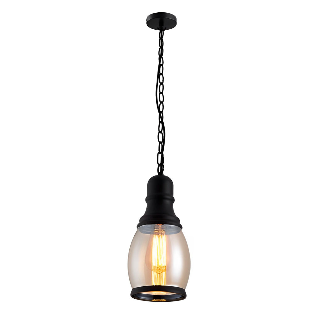 Industrial lantern american transparent pendant lighting in iron glass metal
