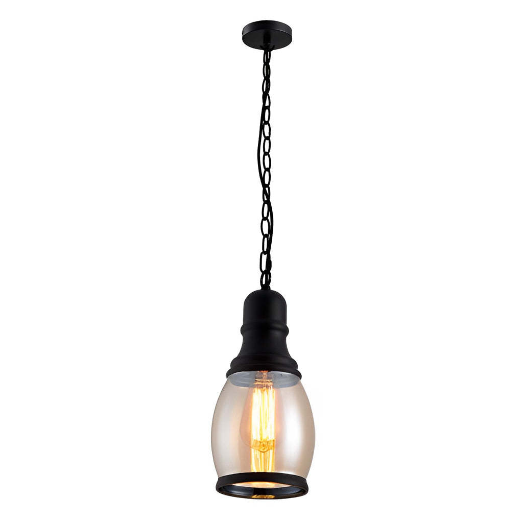 Industrial lantern american transparent pendant lighting in iron glass metal