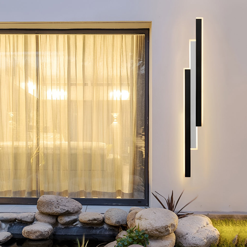 Black industrial linear three-light outdoor wall lighting — 28" L / 3-Color Changeable