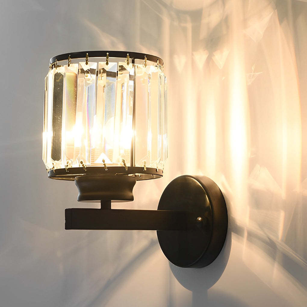 Round Crystal Glass Postmodern Plug-In Wall Sconce