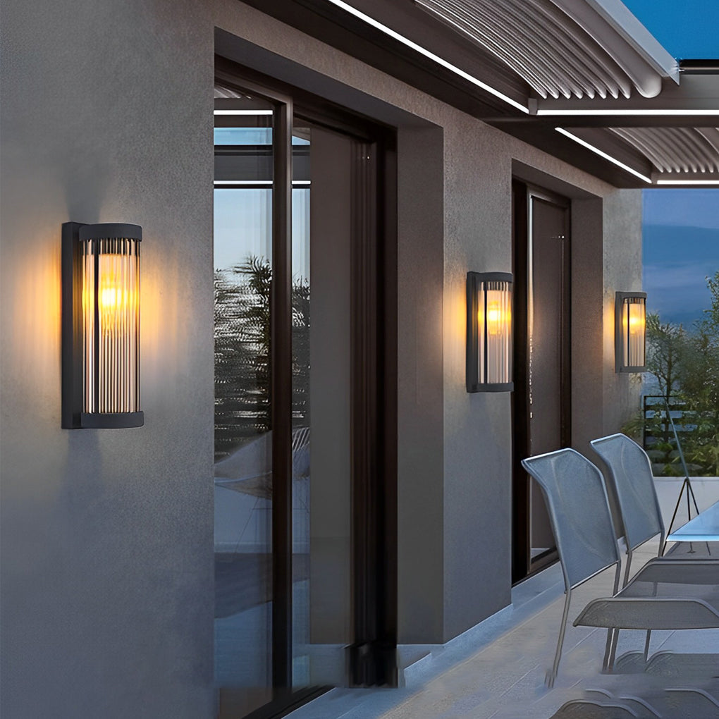 Glass Black LED Modern Solar Exterior Wall Lamp