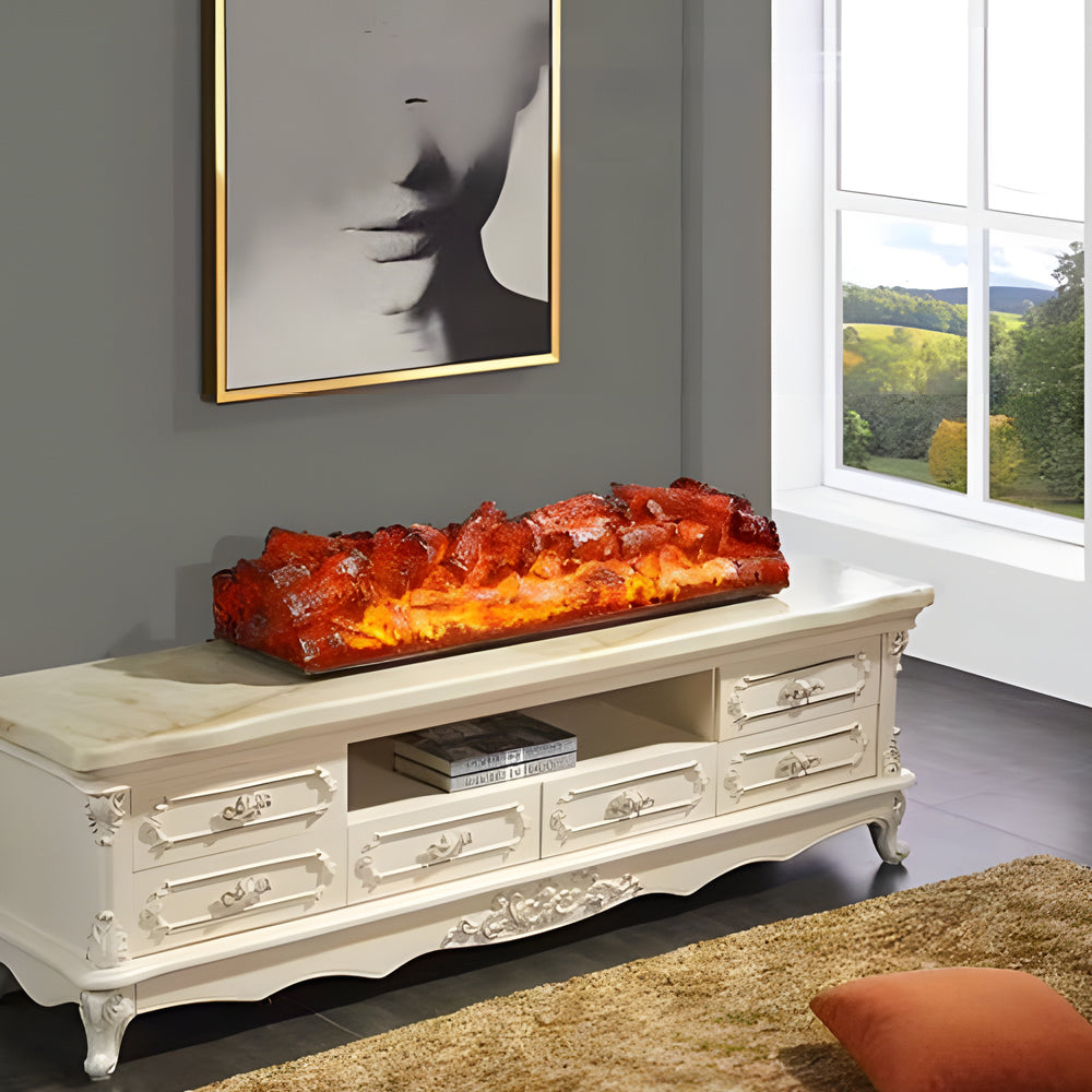 Decorative Resin Firewood Charcoal Pile Simulated Fireplace Flame Lamp-Lighom