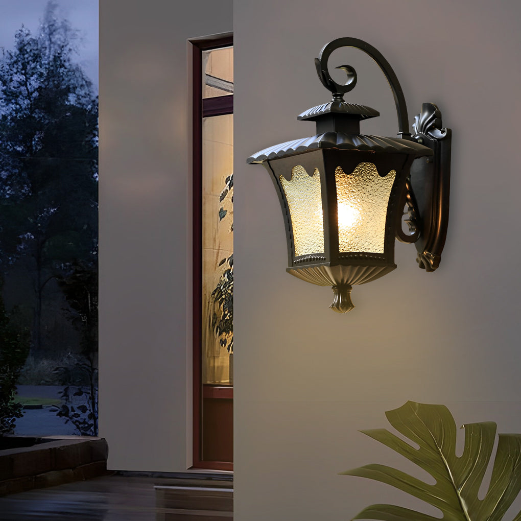 Creative Retro Glass Lantern Waterproof LED European-style Wall Lamp-Lighom