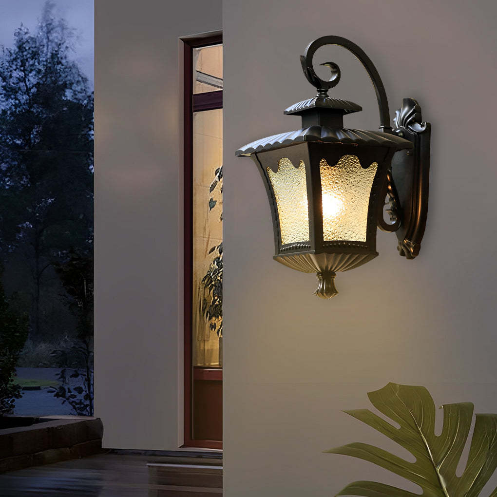 Creative Retro Glass Lantern Waterproof LED European-style Wall Lamp-Lighom