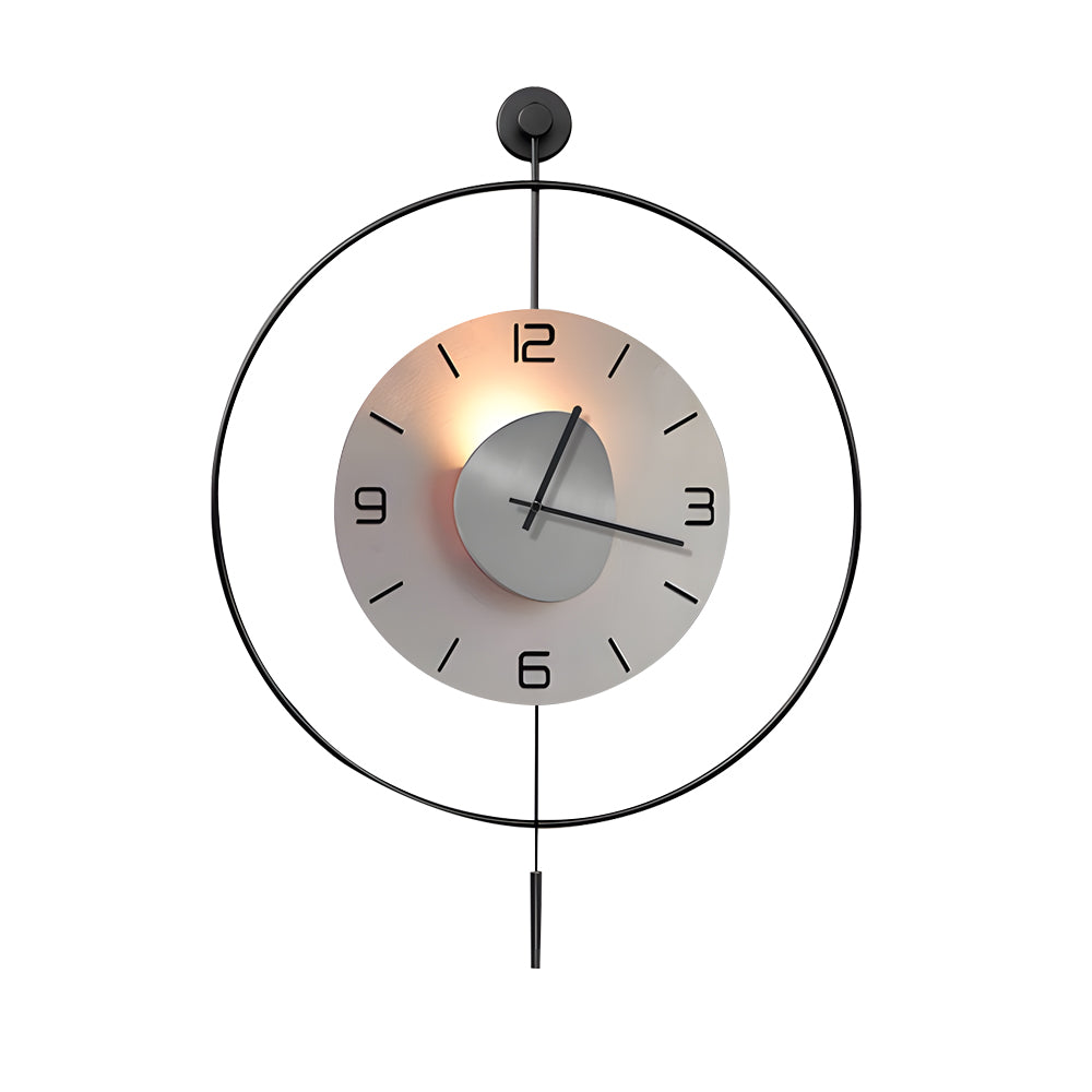 Battery Operated Round LED Hanging Metal Wall Clock-Lighom