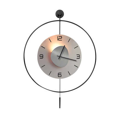 Battery Operated Round LED Hanging Metal Wall Clock-Lighom