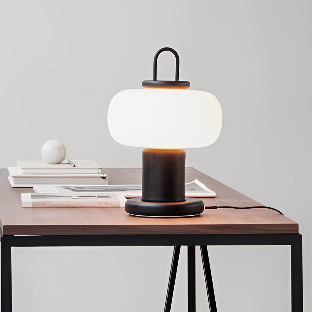 Modern Milk Glass Orb Portable LED Lamp