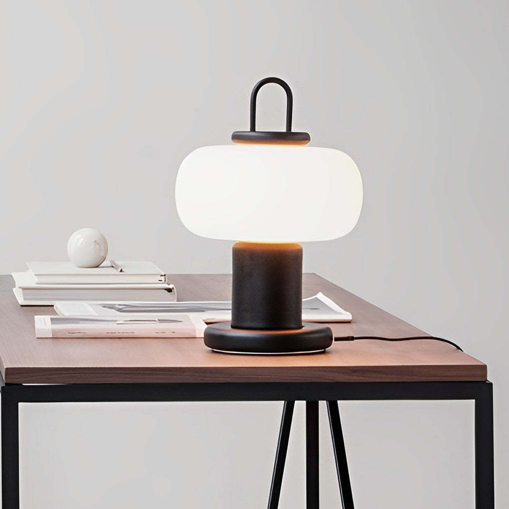 Modern Milk Glass Orb Portable LED Lamp