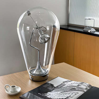 Touch-Dimming Glass Bulb Desk Lamp with Industrial Magnetic Control Design-Lighom