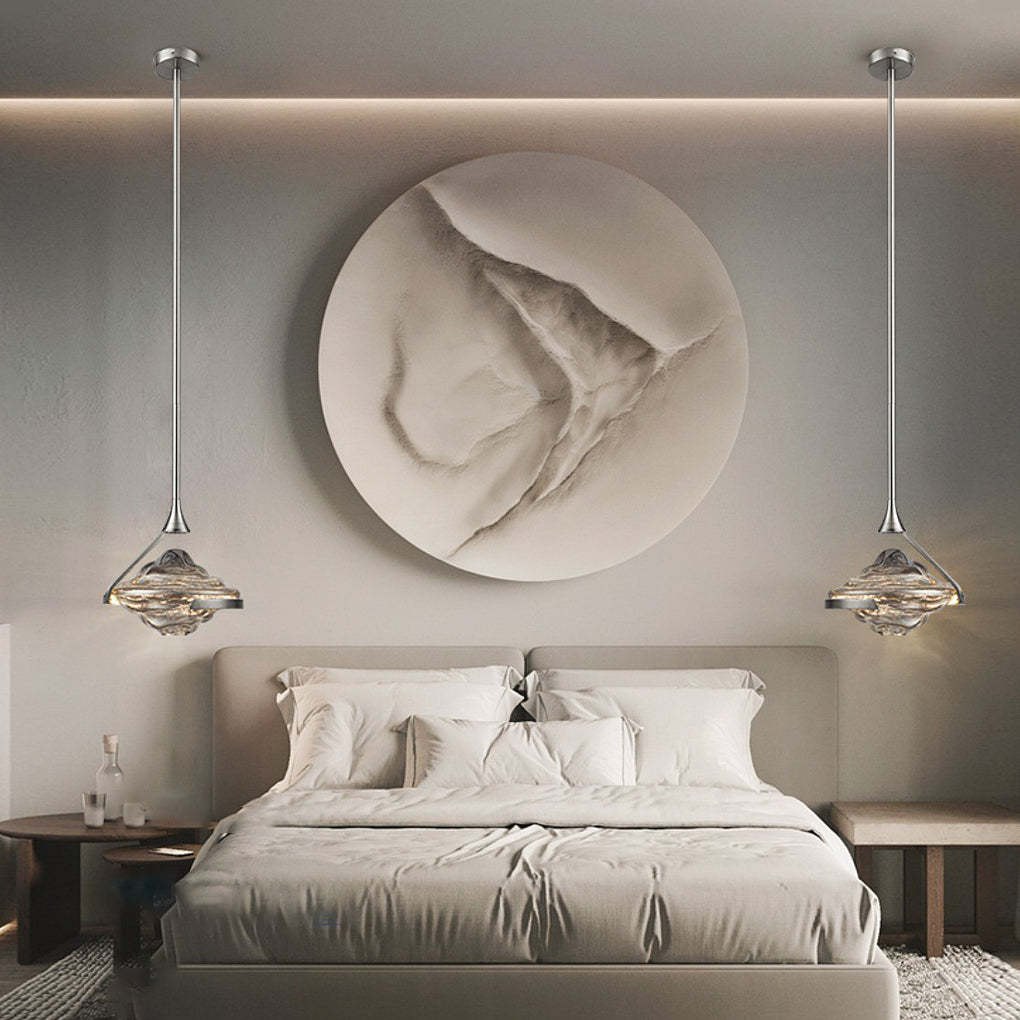 Glass UFO Spinning Top LED Modern Bedside Pendant