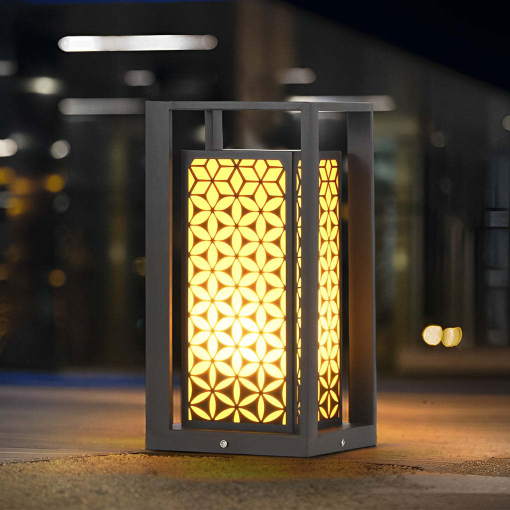 Flower Pattern Black Modern LED Lawn Path Light