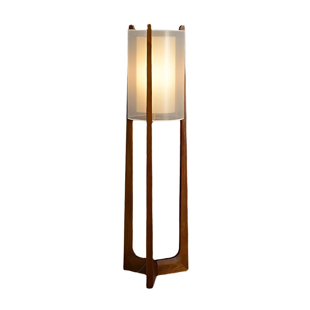 Triangle rust standing floor lamps in wood fabric
