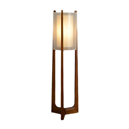 Triangle rust standing floor lamps in wood fabric